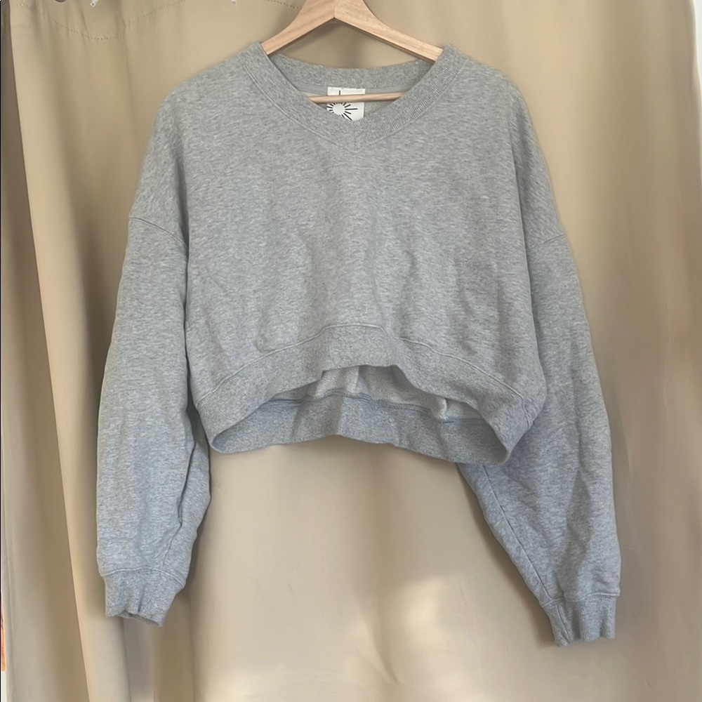 Offline by Aerie Gray Cropped Sweatshirt